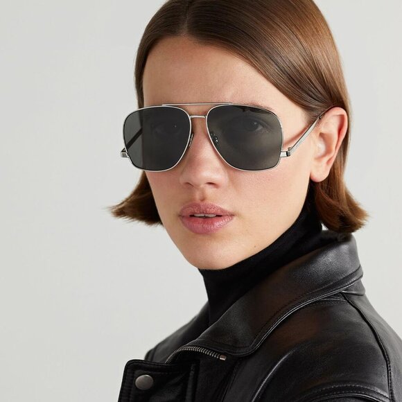 NEW SAINT LAURENT SUNGLASSES SL690 DUST 002 MEN SILVER EYEWEAR SL 690 DUST 002 - Picture 1 of 11